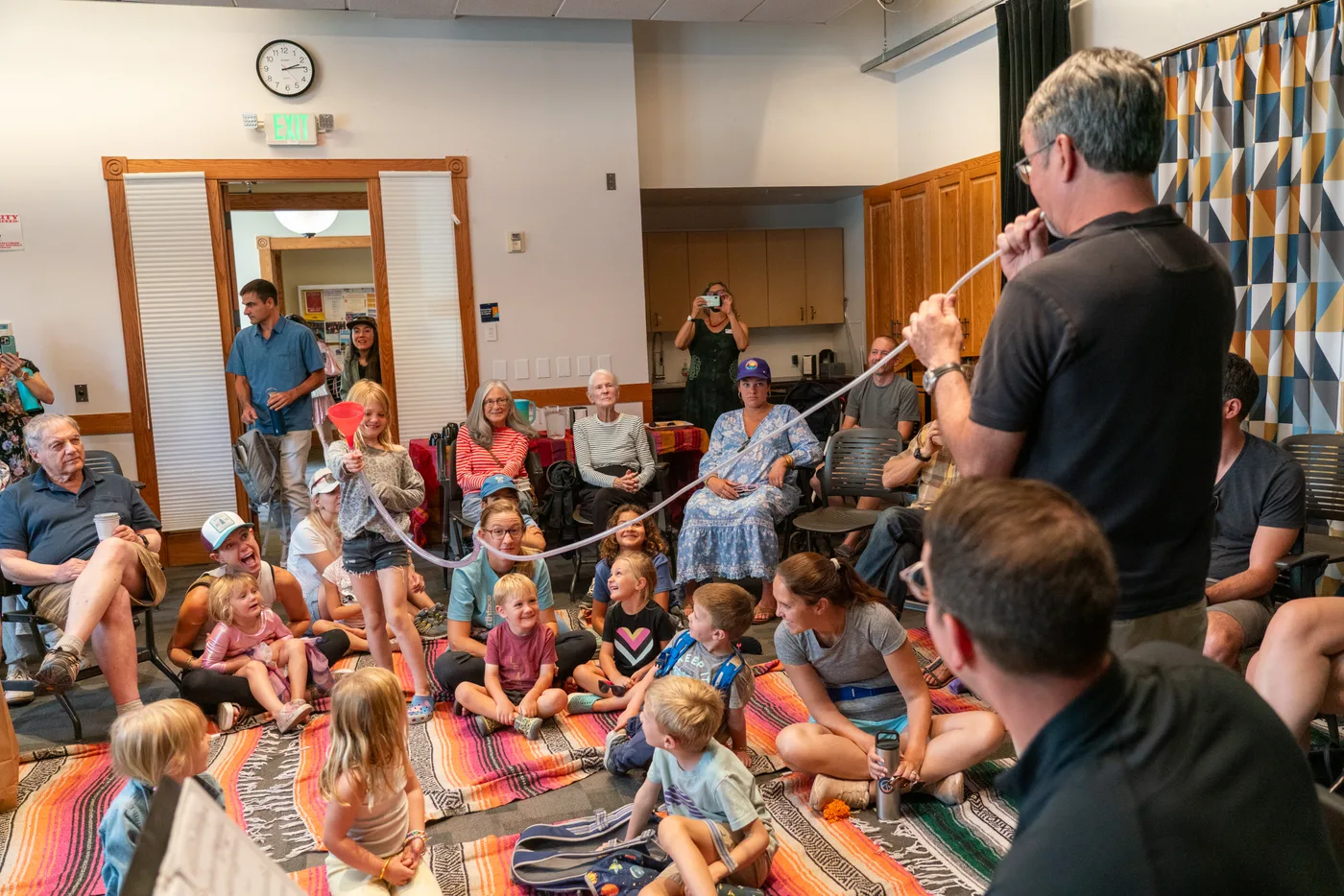 New York Philharmonic Principal Brass Quintet performing for kids and families at an outreach event
